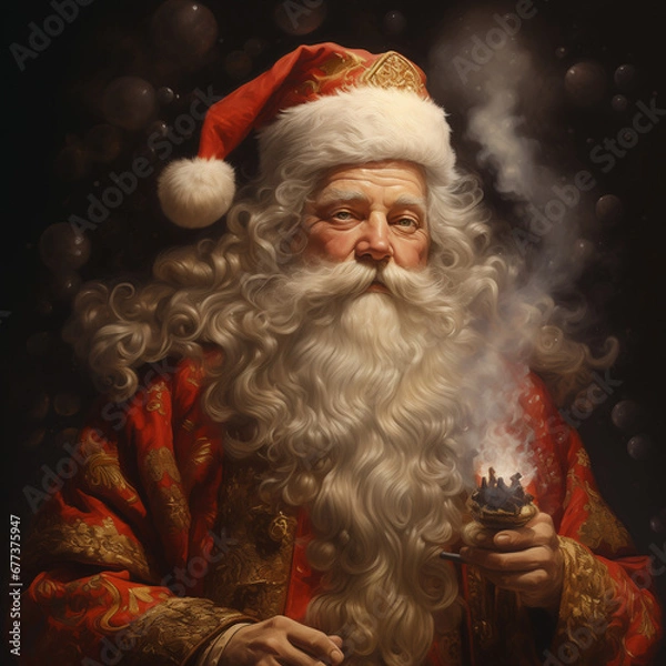 Obraz Happy Santa Claus Merry Christmas Old Man Santa Clause with Smiling Face 