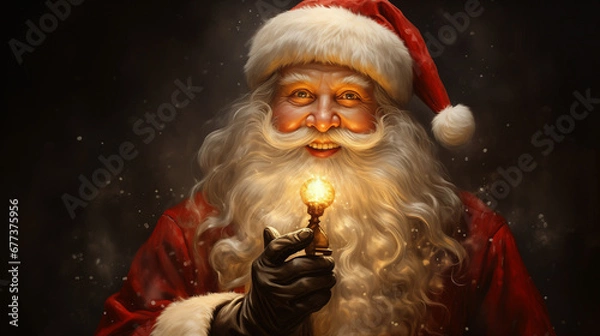 Obraz Happy Santa Claus Merry Christmas Old Man Santa Clause with Smiling Face 