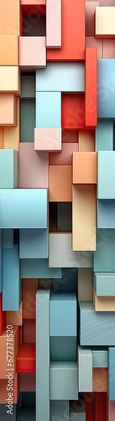 Fototapeta Soft pastel geometric bookmark, featuring a calming array of cube patterns, ideal for relaxing reading sessions.
