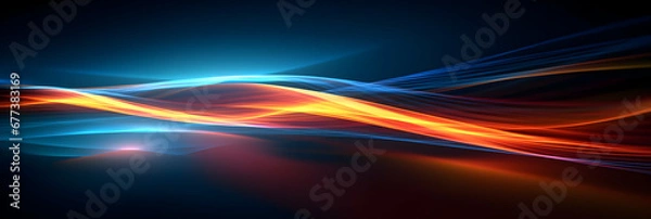 Obraz "Chromatic Harmony: In the Cosmic Symphony of Orange and Blue, Light Tails Illuminate the Night, Crafting a Captivating Visual Sonata for Your Screensaver Oasis