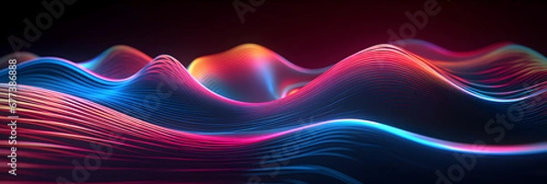 Fototapeta Dynamic Vibrant colorful light tail backdrop with lines, dots and waves, luminance abstact pattern with streaking lights and modern spectrum, abstract futuristic neon art