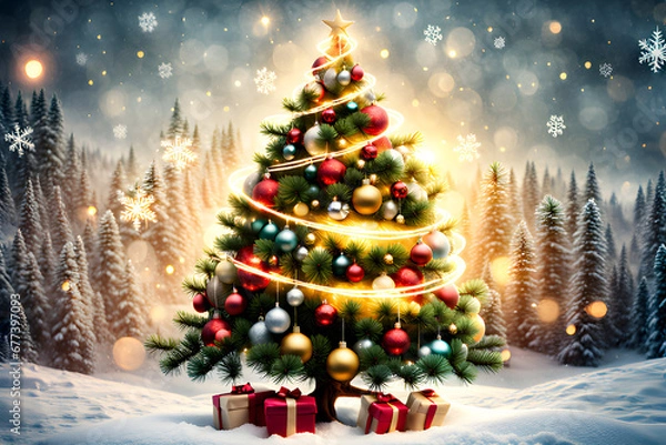 Fototapeta a beautiful Christmas tree.
Generative AI.