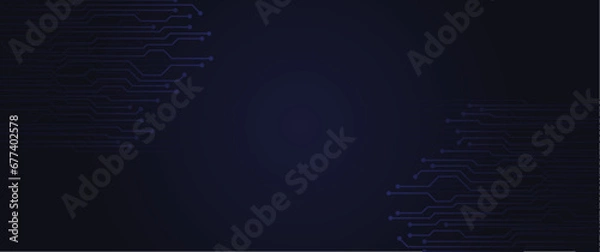Obraz futuristic electronic circuit stroke path vector illustration with radial gradient and copyspace for background, banner, backdrop, tech