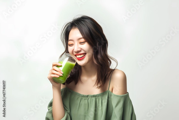 Obraz 青汁を飲む女性