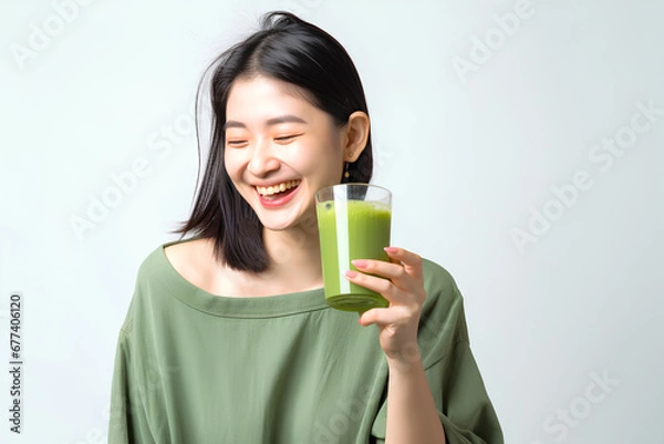 Obraz 青汁を飲む女性