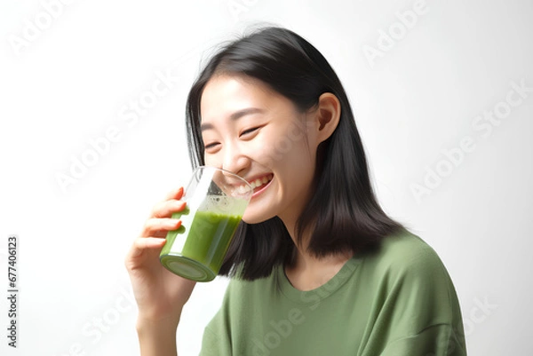 Obraz 青汁を飲む女性