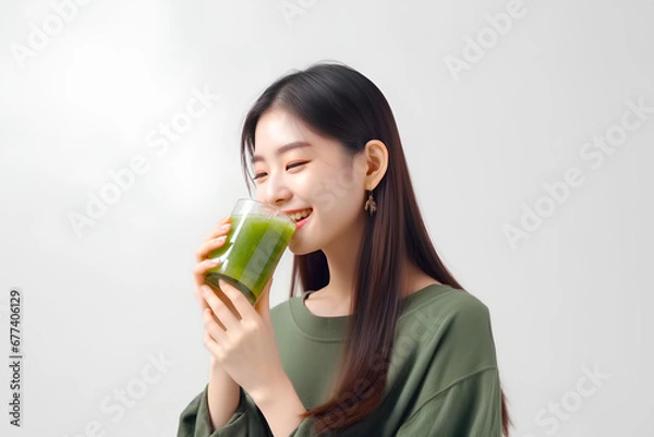 Obraz 青汁を飲む女性