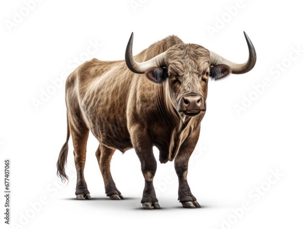 Fototapeta Bull Studio Shot Isolated on Clear White Background, Generative AI