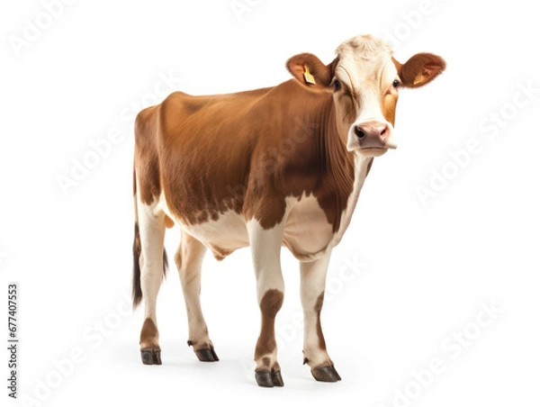 Fototapeta Cow Studio Shot Isolated on Clear White Background, Generative AI