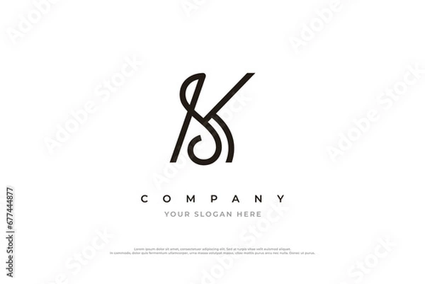 Obraz Initial Letter SK Logo or KS Logo Design Vector