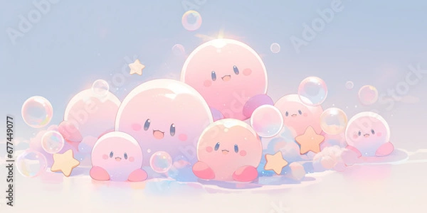 Obraz a group of lovely elf slimes. 