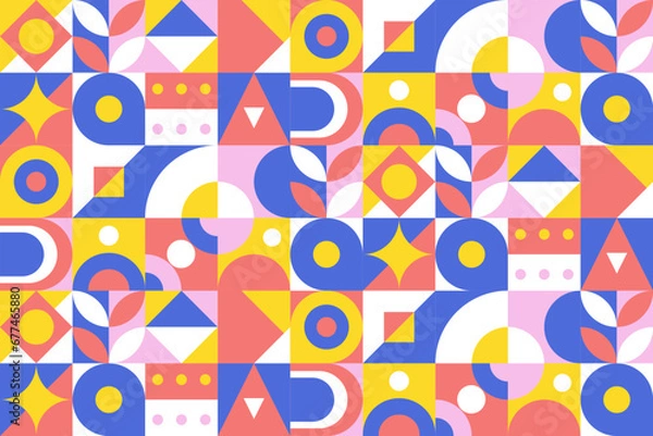 Obraz Modern Flat Bauhaus Background with Geometric Shapes