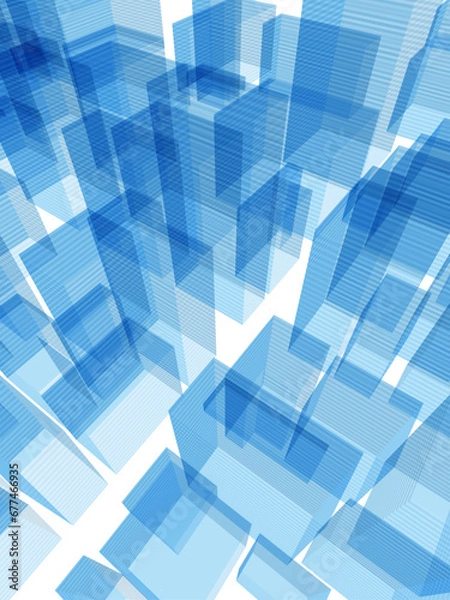 Obraz ブルーグレーのIT都市イメージ　俯瞰　ベクターイラストレーション