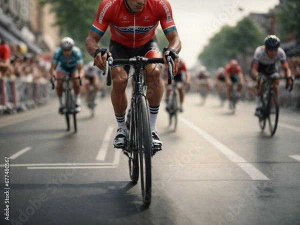 Fototapeta Bicycle race in urban style Generative AI