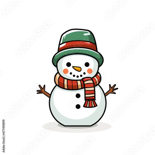 Obraz snowman with hat on white background