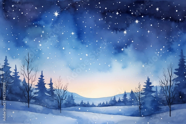 Obraz 冬の夜の水彩画
