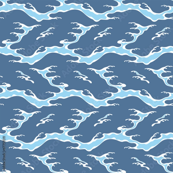 Obraz  Japanese Zigzag River Wave Vector Seamless Pattern