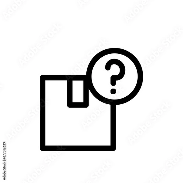 Obraz Lost package delivery services icon with black outline style. package, box, business, lost, delivery, shipping, parcel. Vector Illustration