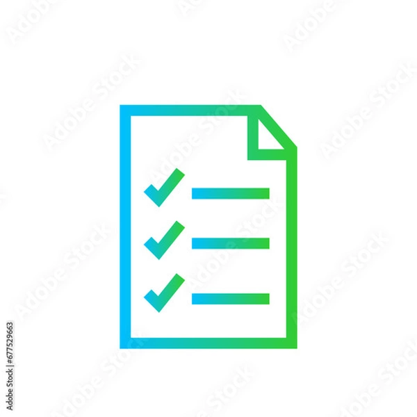 Obraz Report project development icon with blue and green gradient outline style. report, business, finance, financial, analysis, chart, concept. Vector Illustration
