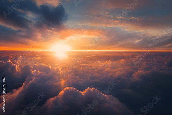 Fototapeta blue sky with clouds from above 