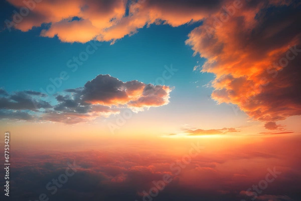 Fototapeta blue sky with clouds from above 