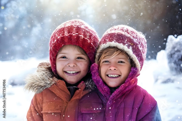 Obraz children in winter