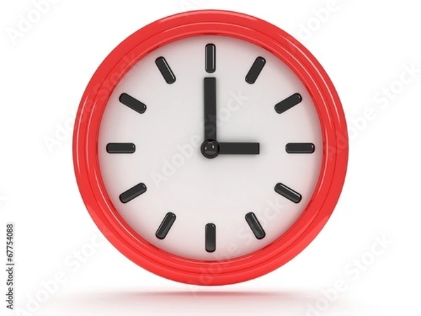 Fototapeta Round office clock shows three o'clock
