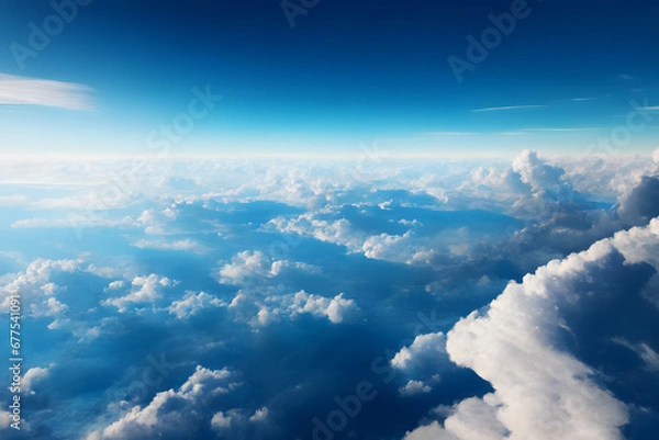 Fototapeta blue sky with clouds from above 