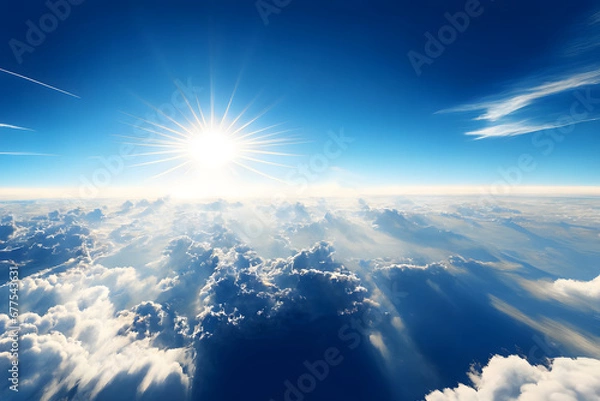 Fototapeta blue sky with clouds from above 