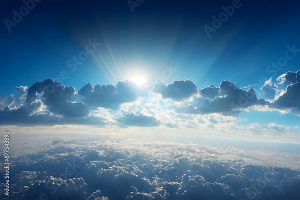 Fototapeta blue sky with clouds from above 