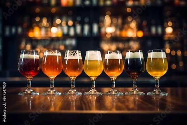 Obraz Brewer's Delight: Flight of Beer Tasting