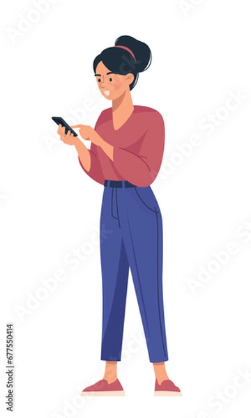 Obraz Girl with a phone. Image of a business woman. Vector image.