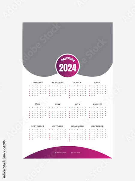 Obraz Creative Calender Design for 2024 year Vector