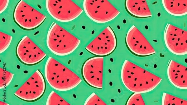 Fototapeta A color seemless pattern of watermelon