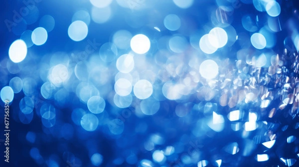 Fototapeta Blurred blue glitter bokeh background