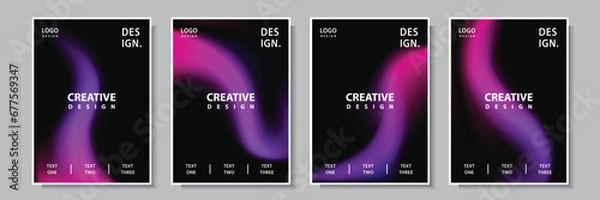 Fototapeta modern violet light wave gradation abstract cover template background set collection design vector graphic