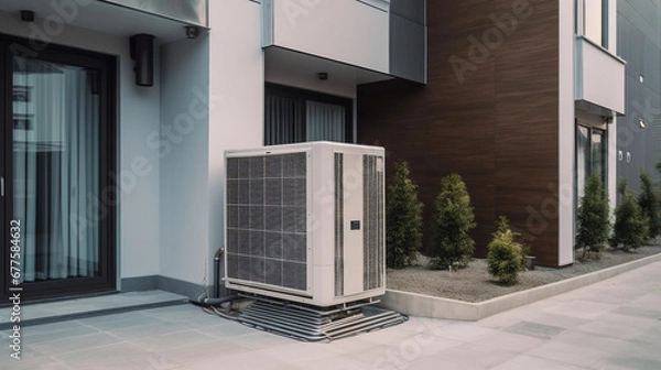 Obraz Air-source heat pump. AI Generated