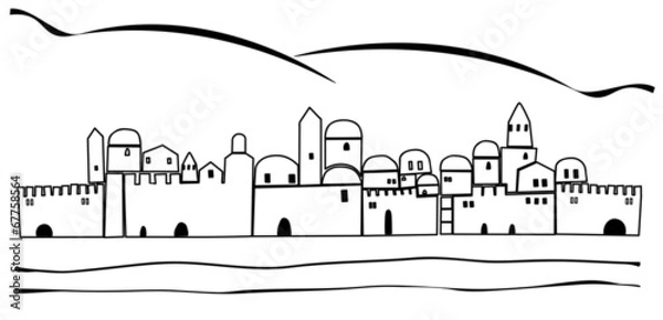 Fototapeta Miasto na Bliskim Wschodzie, ilustracja