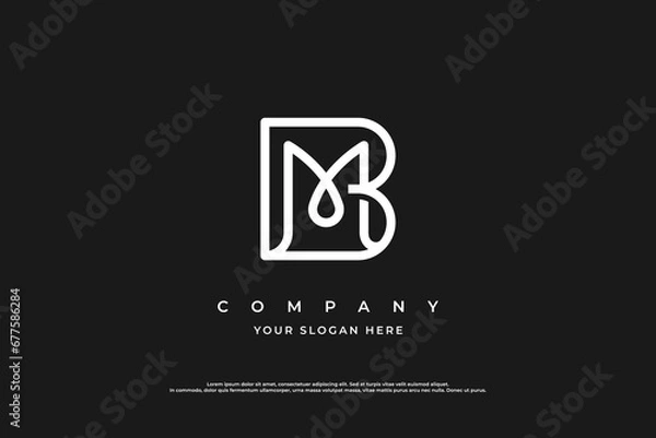 Fototapeta Initial Letter BM Logo or MB Logo Design Vector