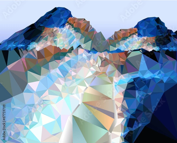 Fototapeta Background of polygons showing the way to the mountains