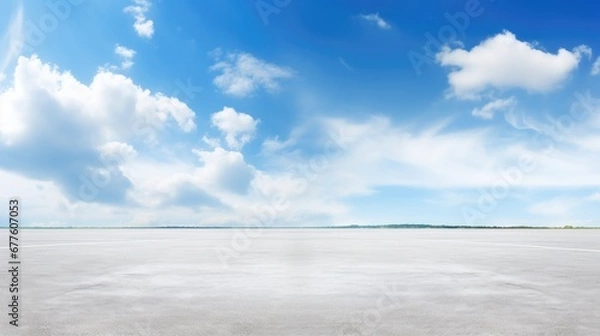 Obraz Empty asphalt road and blue sky with white clouds. Road background with blue sky with clouds