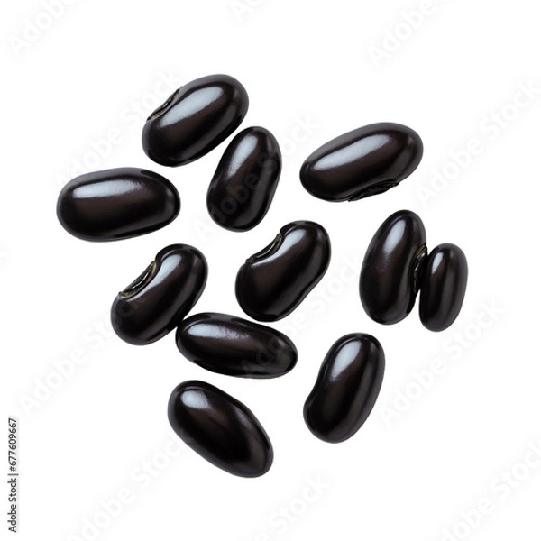 Obraz Fresh black beans isolated on transparent background