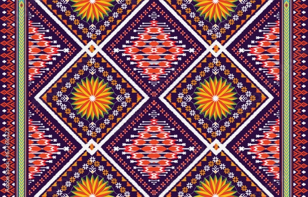 Fototapeta Geometric Ornament With Striped Interlacing Rhombuses. Vector Seamless Monochrome Pattern. Modern Stylish Texture.