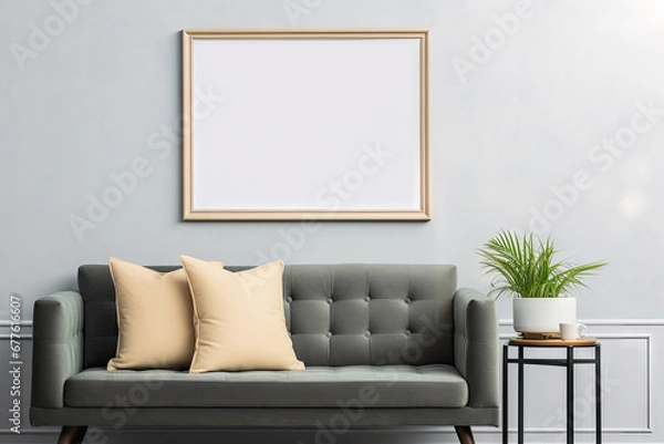 Fototapeta A simple frame to simulate a contemporary setting in a living room.by Generative AI.