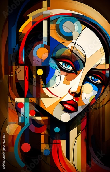 Fototapeta  Girl portrait in style of cubism art, perfect, Attractive look
