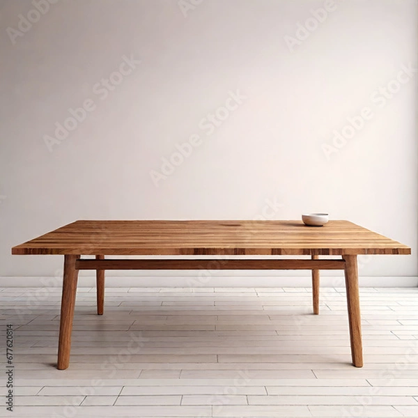 Fototapeta Empty wooden table top on light wall background.