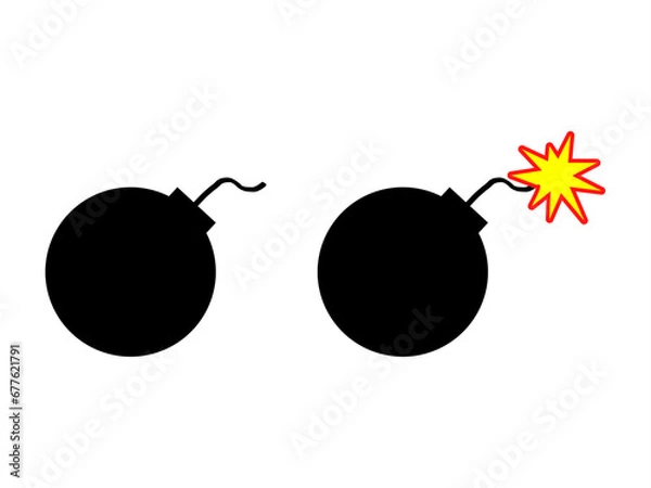 Obraz two black bombs, one off and one on