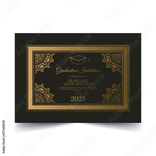 Fototapeta Elegant dark graduation invitation template