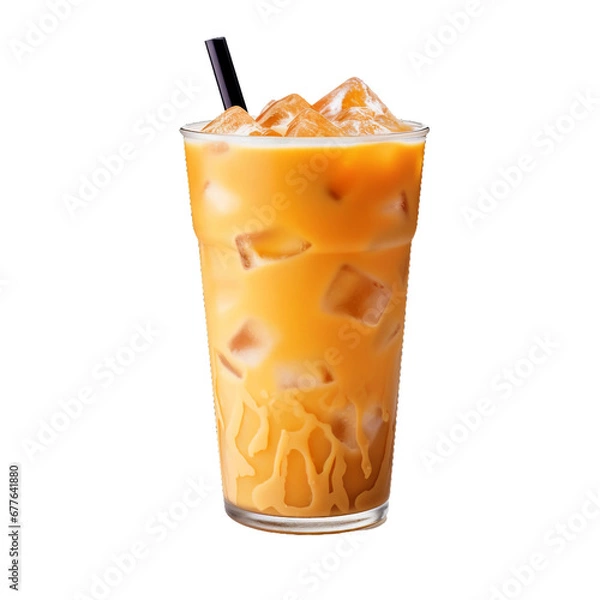 Fototapeta Thai Iced Tea, transparent background, isolated image, generative AI