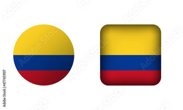 Fototapeta Flat Square and Circle Colombia National Flag Icons
